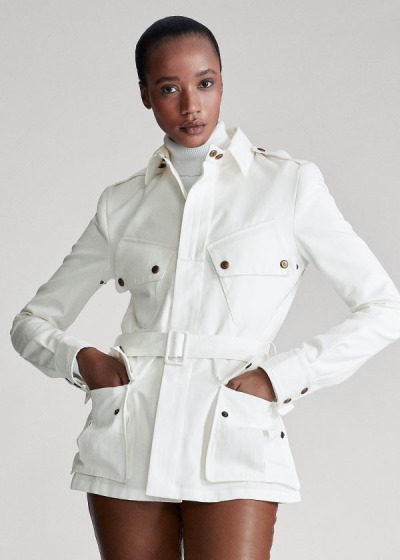 Chaquetas Ralph Lauren Mujer Creme - Lydie Belted Canvas - GKDJW3069